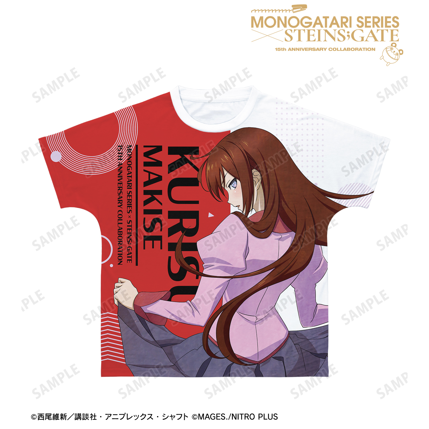 物語シリーズ×STEINS;GATE_(サイズ/XXS)_描き下ろし 牧瀬紅莉栖 コラボイラストver. フルグラフィックTシャツユニセックス