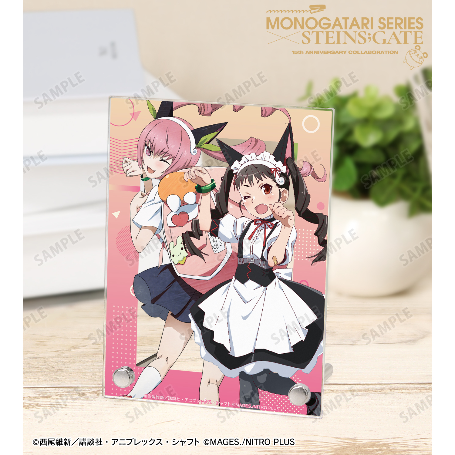物語シリーズ×STEINS;GATE_描き下ろし 八九寺真宵&フェイリス・ニャンニャン コラボイラストver. A6アクリルパネル