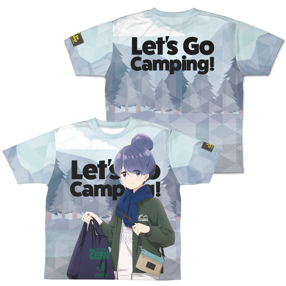 ゆるキャン△ SEASON3_Lサイズ_描き下ろし 志摩リン 両面フルグラフィックTシャツ ゼブラでお買い物Ver.