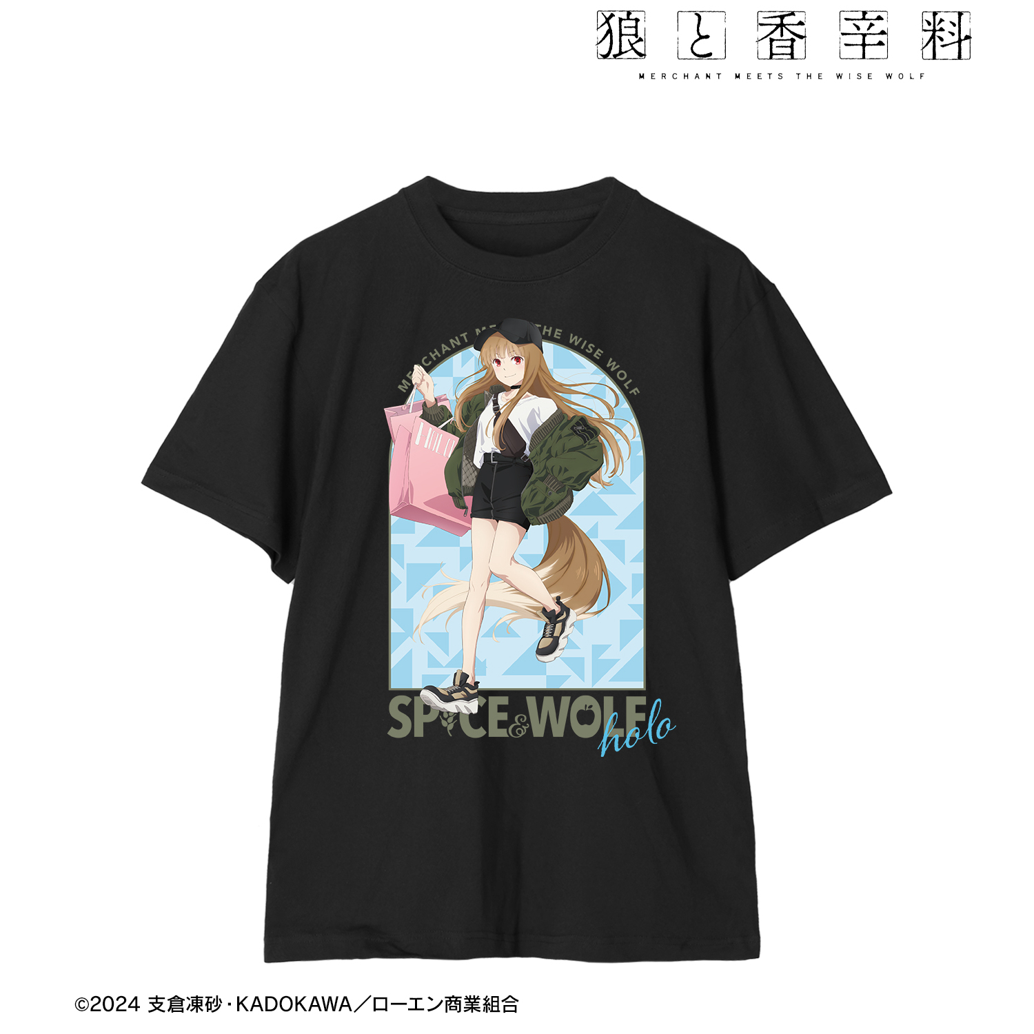 狼と香辛料 MERCHANT MEETS THE WISE WOLF_(サイズ/M)_描き下ろし ホロ カジュアルファッションでお買い物ver. Tシャツレディース