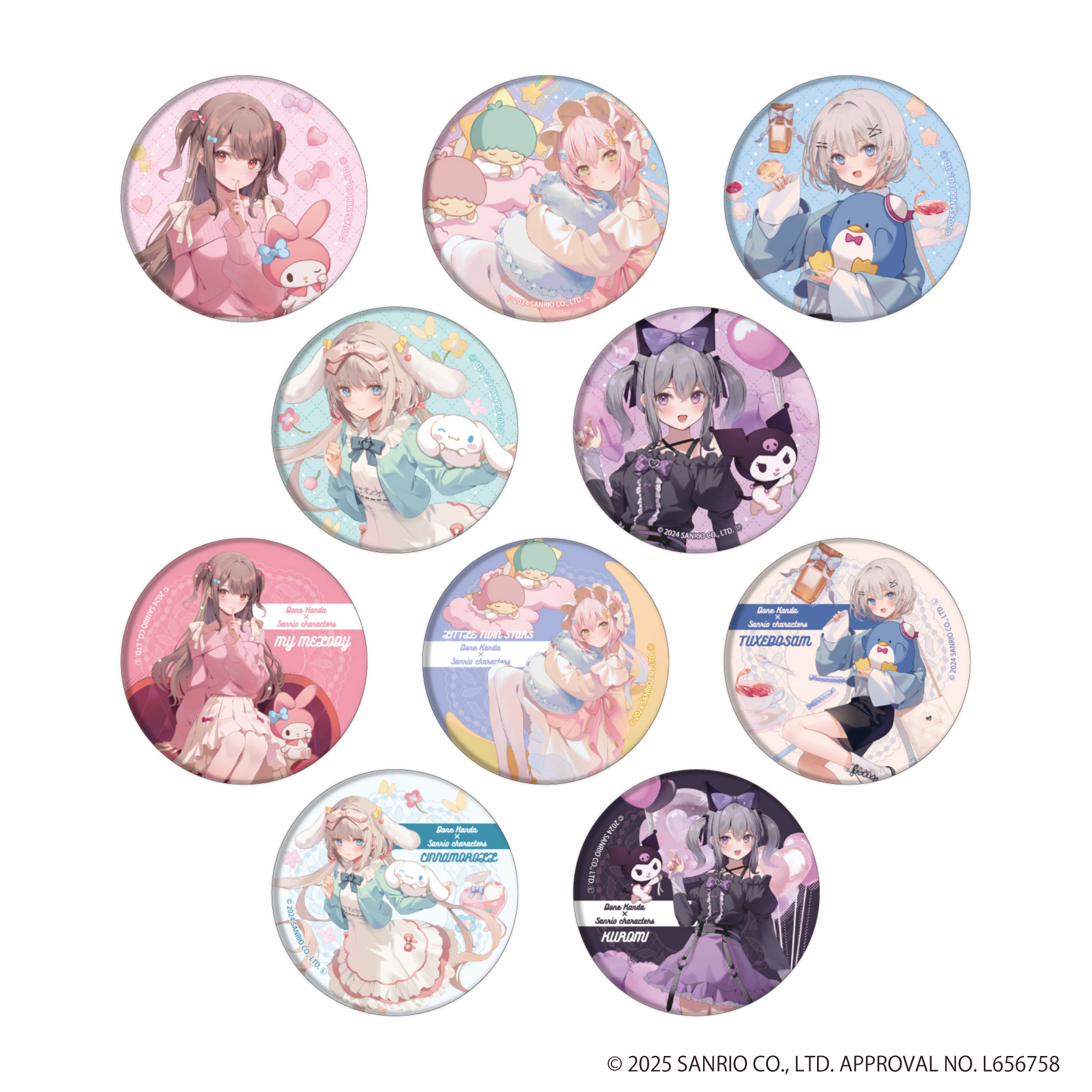 館田ダン×サンリオキャラクターズ_缶バッジ01/BOX(全10種)(コラボイラスト)【コンプリートBOX/10個入り】