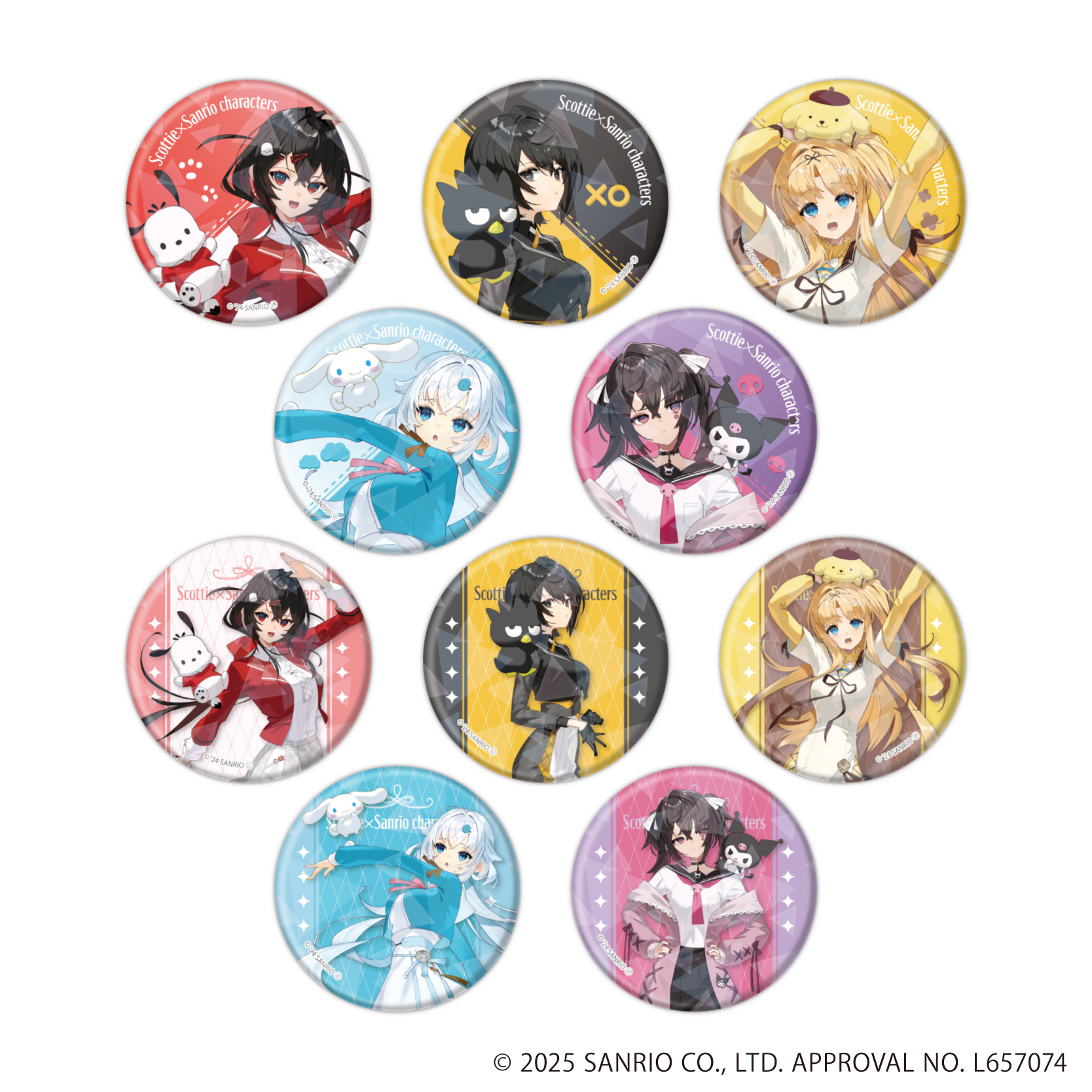 スコッティ×サンリオキャラクターズ_(57mm)_ホログラム缶バッジ01/BOX(全10種)(コラボイラスト)【コンプリートBOX/10個入り】