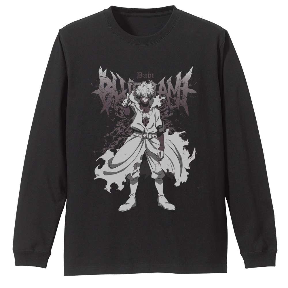 僕のヒーローアカデミア_Lサイズ_荼毘 袖リブロングスリーブTシャツ/BLACK