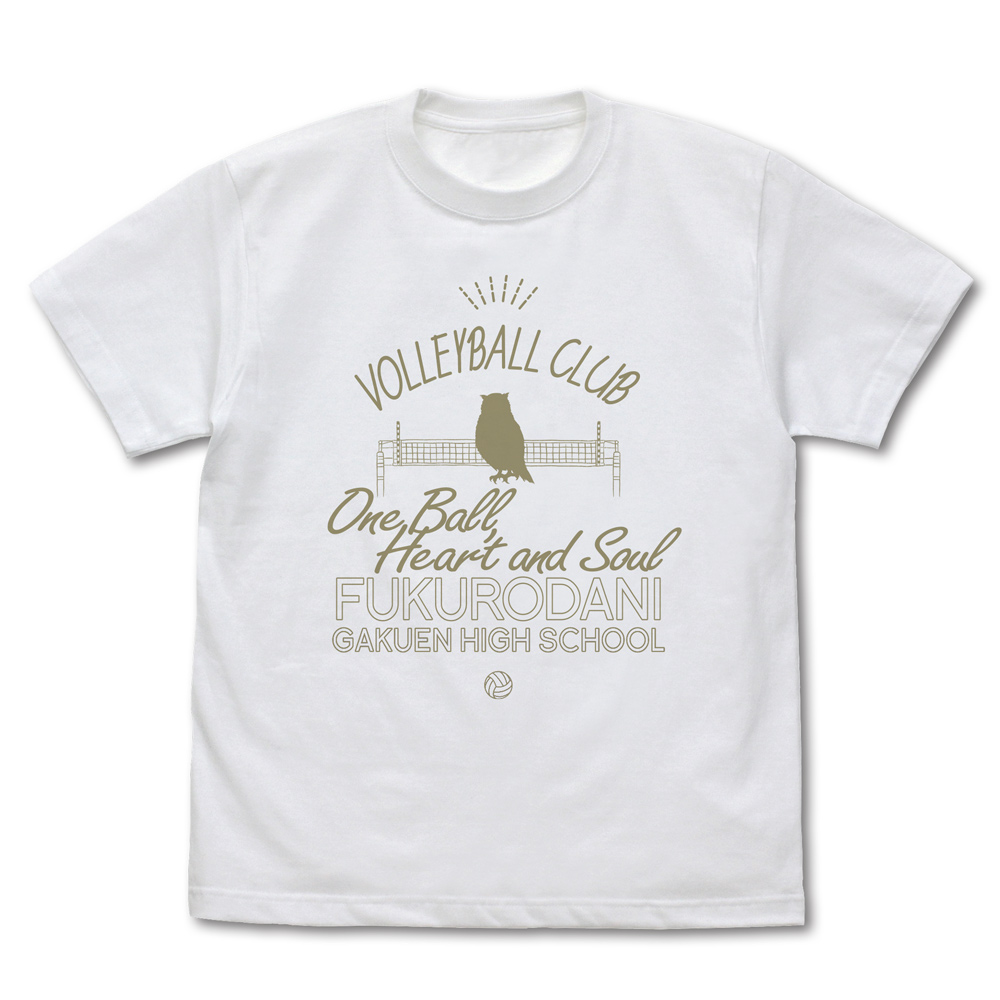 ハイキュー!!_Lサイズ_梟谷学園高校バレーボール部 アイコンマークカレッジ Tシャツ/WHITE