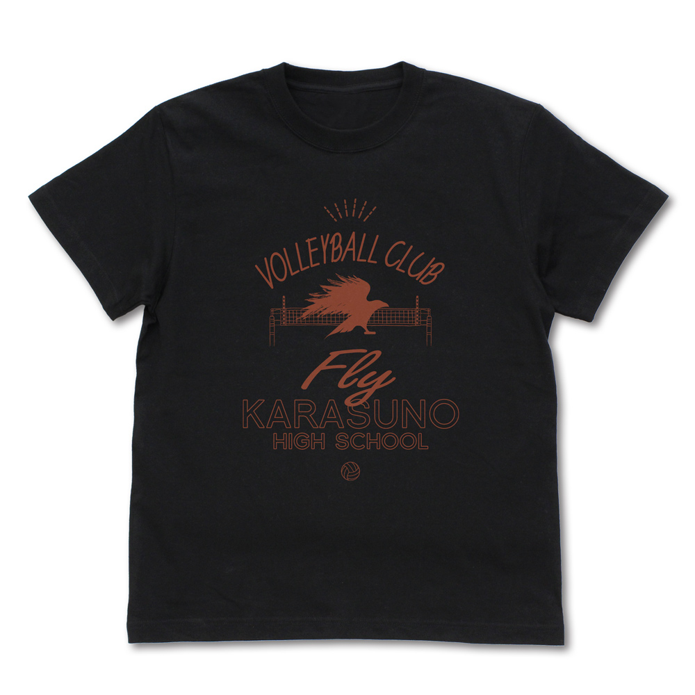 ハイキュー!!_Lサイズ_烏野高校排球部 アイコンマークカレッジ Tシャツ/BLACK