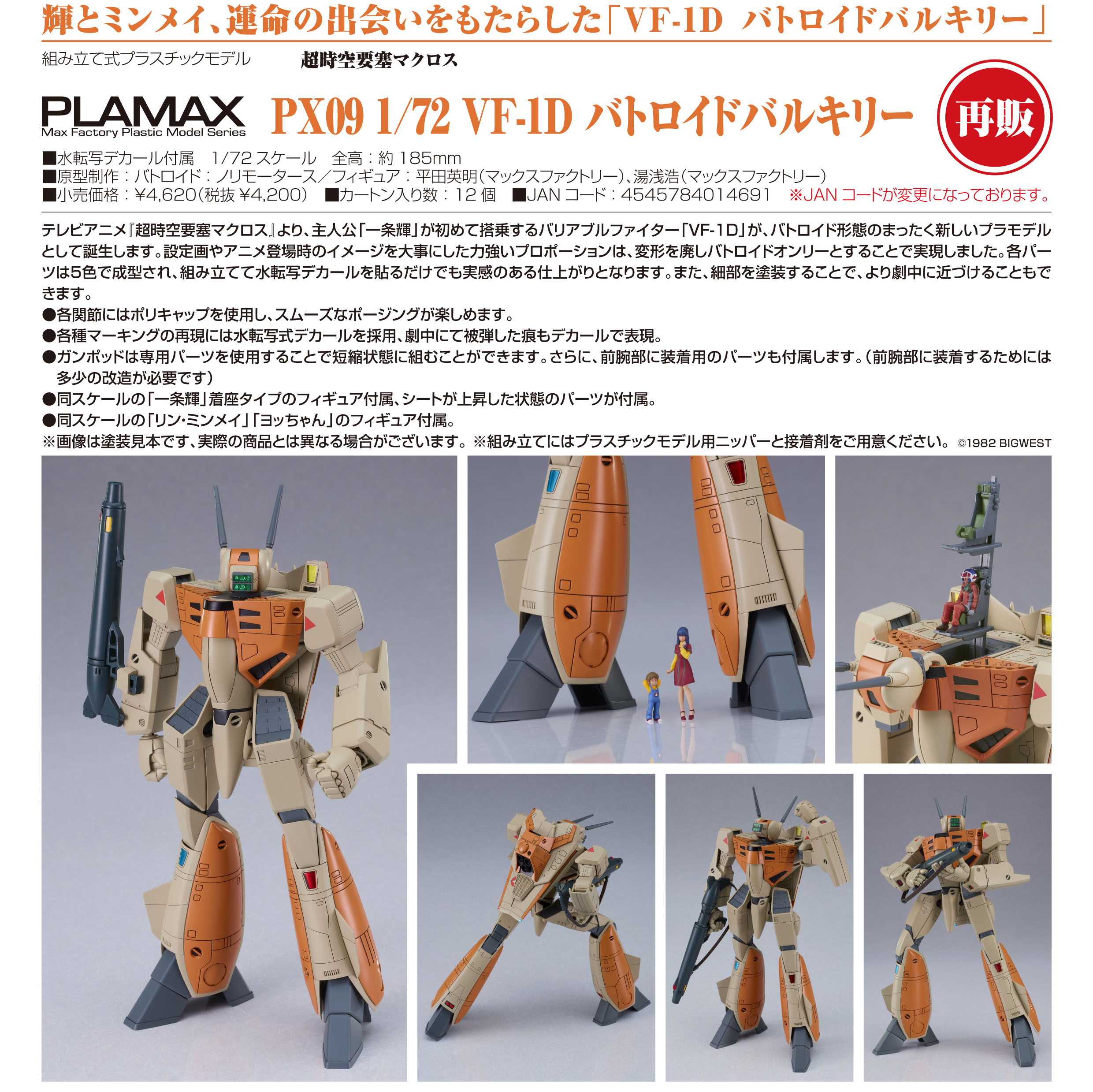超時空要塞マクロス_PLAMAX PX09 1/72 VF-1D バトロイドバルキリー