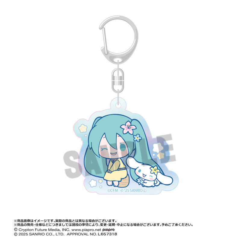 初音ミク×シナモロール_オーロラアクリルキーホルダー C