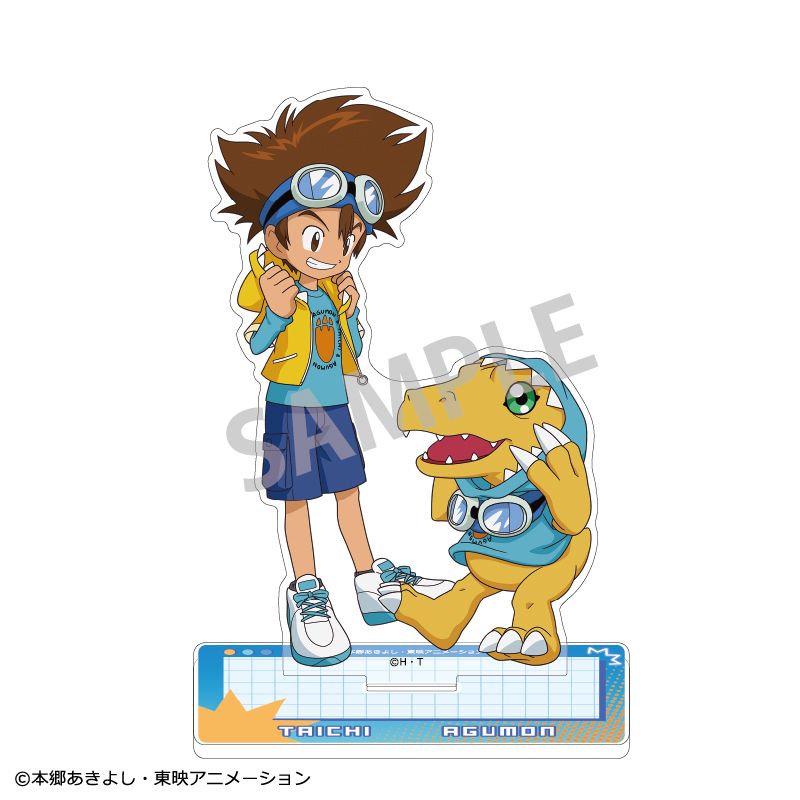 未使用美品　デジモン　アクリルバッジ　八神太一　城戸丈　2個セット デジモンアドベンチャー_アクリルスタンド_ 八神太一&アグモン/リンク