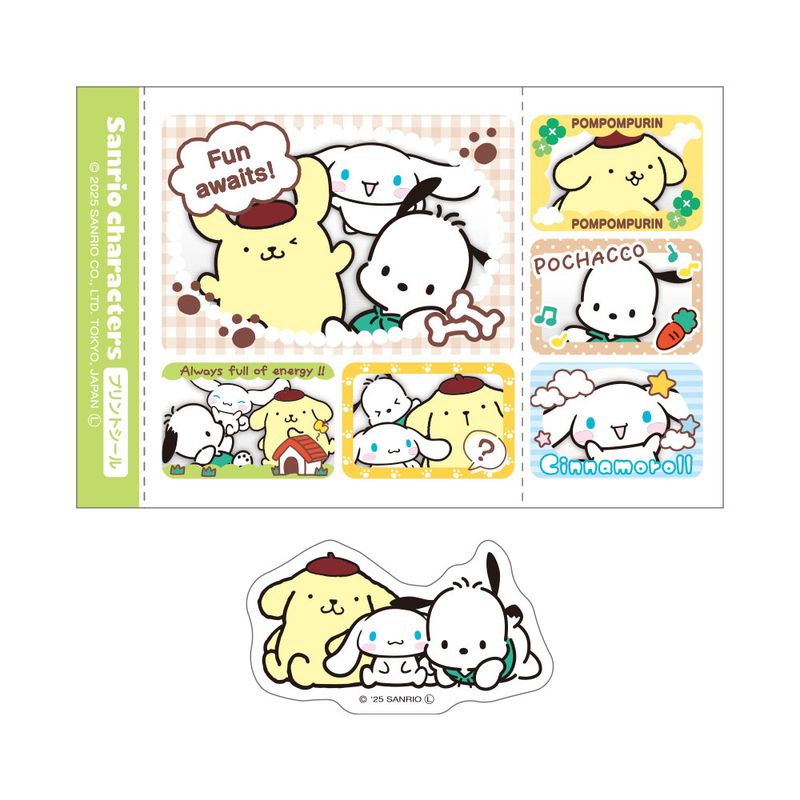 サンリオキャラクターズ_プリントシール風ステッカーセット 集合