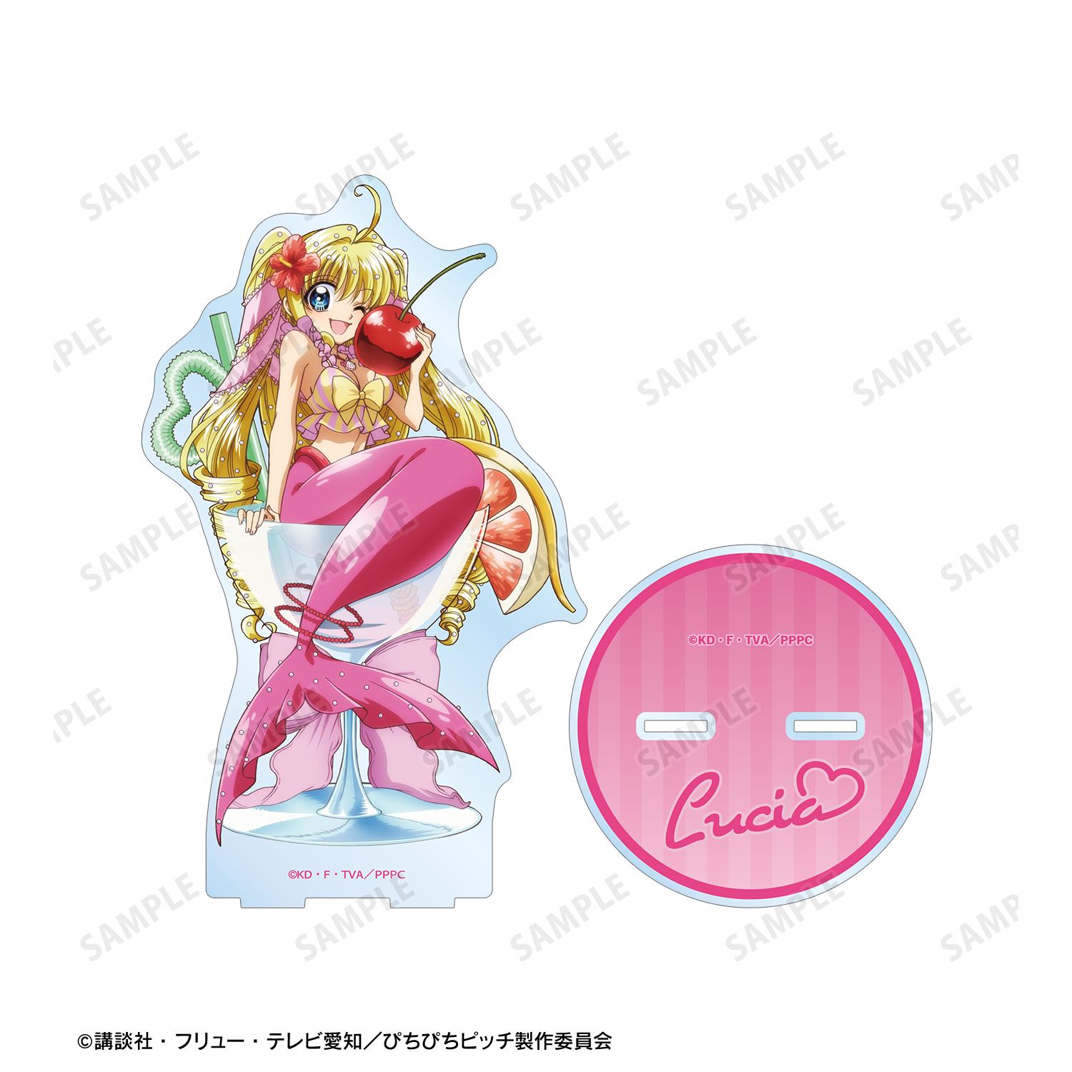 ぴちぴちピッチ　くじ引き堂　るちあ　セット　アクリルスタンド　缶バッジ　おまけ アニメ「ぴちぴちピッチ」の描き下ろしイラスト 20th