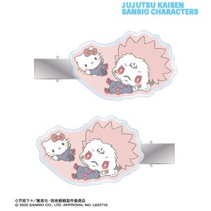 주술회전×산리오 캐릭터즈_숙숙×헬로키티 아크릴 헤어 클립 2개 세트