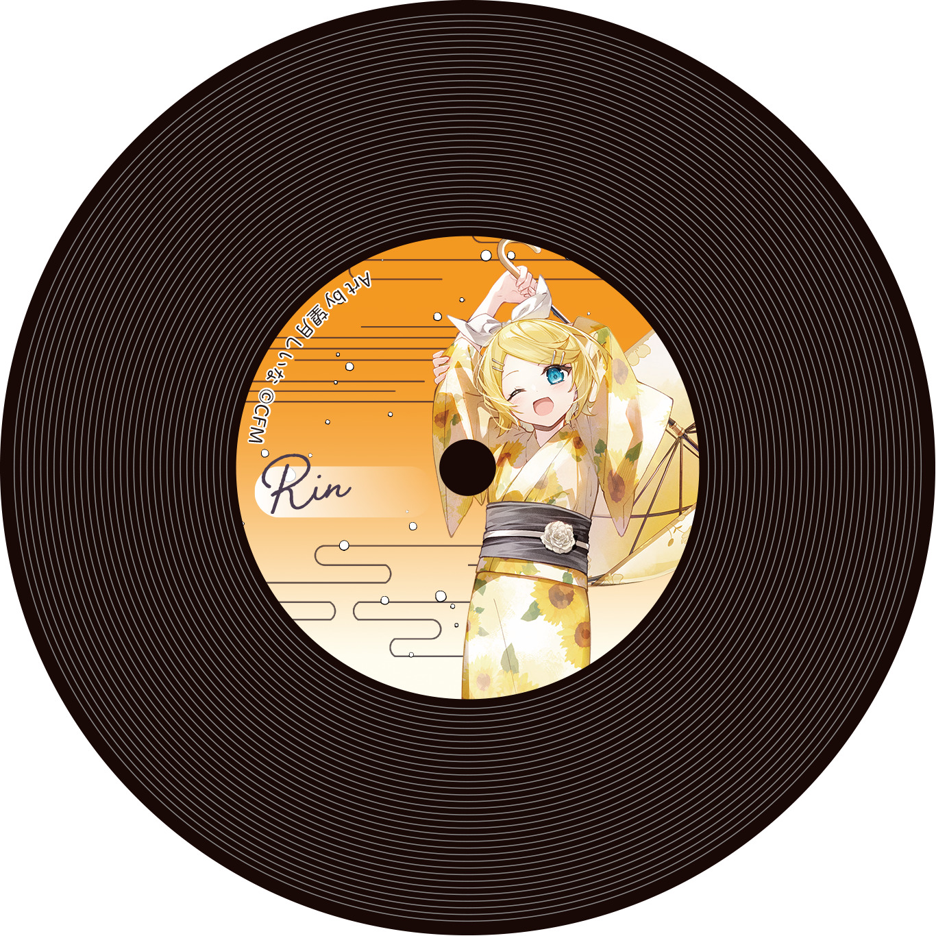 初音ミクシリーズ_レコード風コースター／鏡音リン