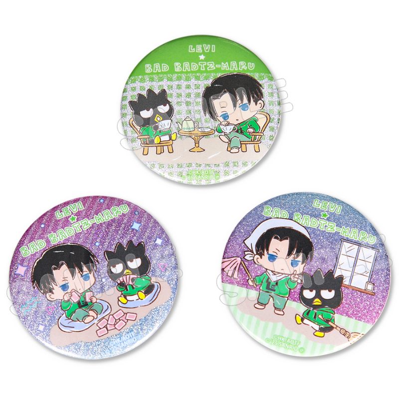 進撃の巨人×サンリオキャラクターズ4_グリッター缶バッジセット