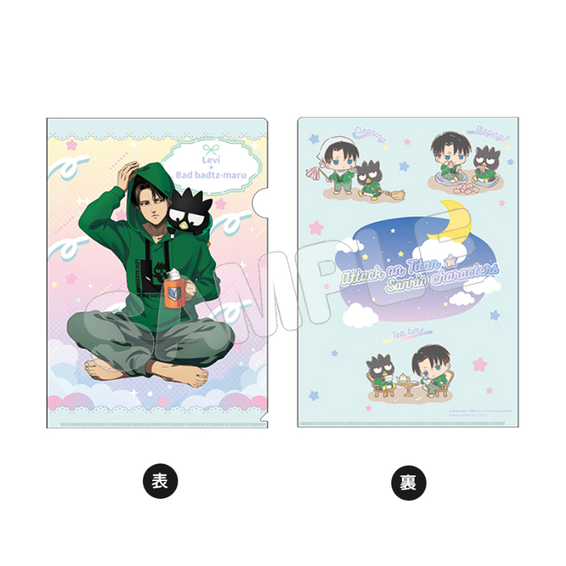 クリアファイルセット リヴァイ×バッドばつ丸 進撃の巨人×サンリオキャラクターズ クリアファイルセット リヴァイ×バッドばつ丸 進撃の巨人