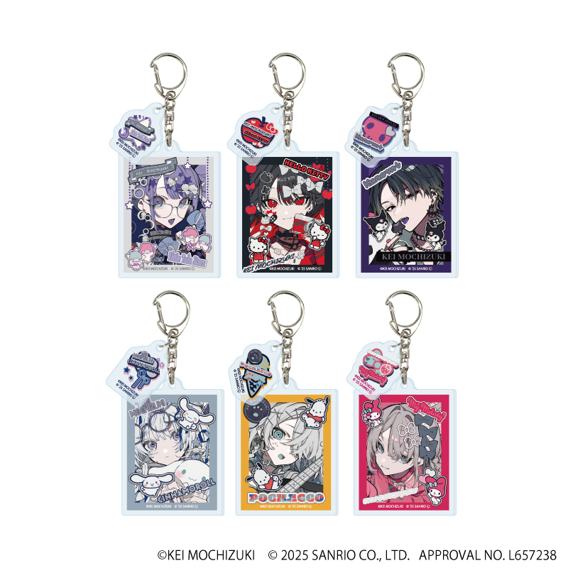 望月けい×サンリオキャラクターズ_パーツ付きアクリルキーホルダー01/BOX(全6種)(コラボイラスト)【コンプリートBOX/6個入り】