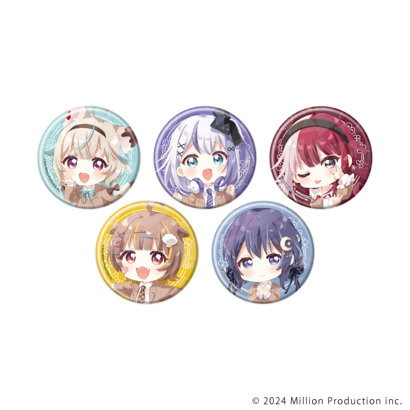 Million Production_ホログラム缶バッジ(57mm)02/制服風衣装ver. BOX(全5種)(ミニキャライラスト)【コンプリートBOX/5個入り】