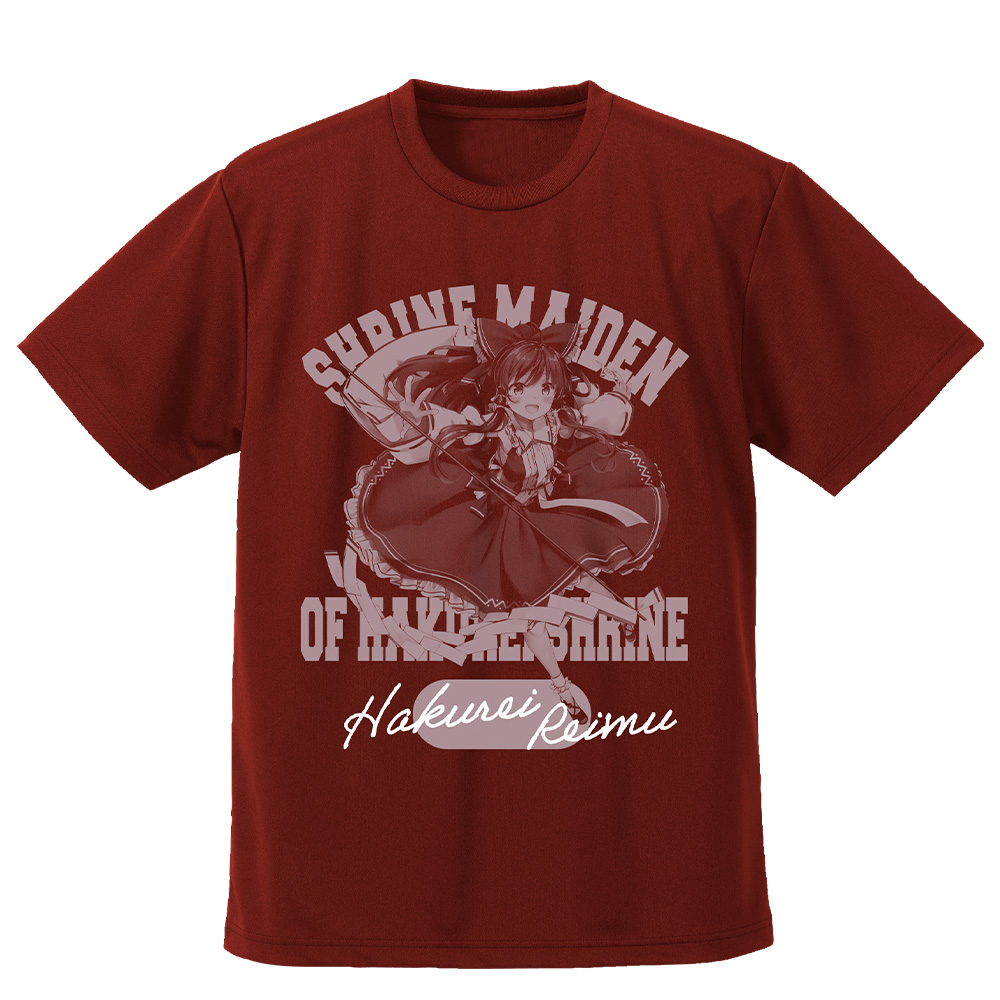 東方Project_Mサイズ_博麗霊夢 ドライTシャツ illust:なつめえり/BURGUNDY