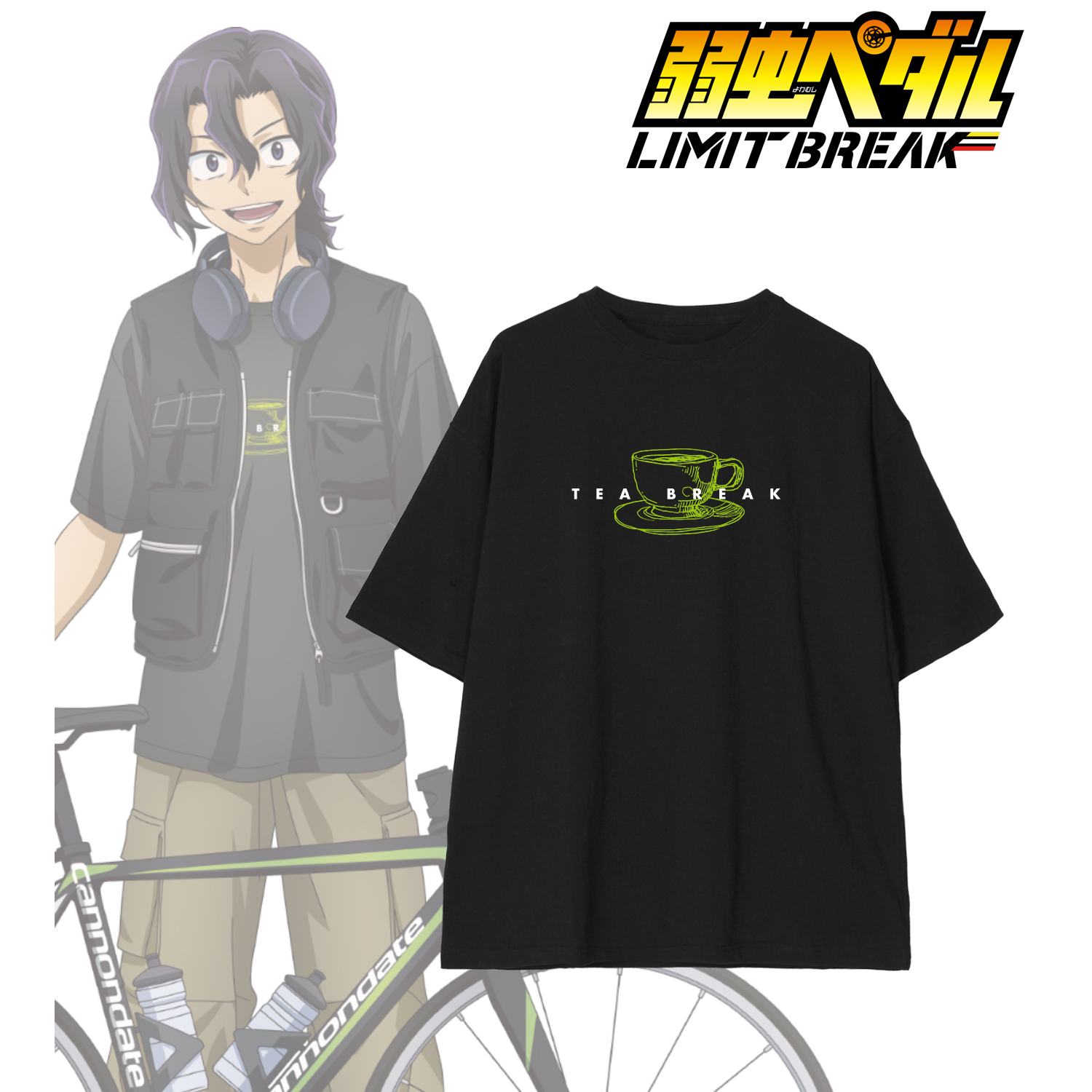 弱虫ペダル LIMIT BREAK_(サイズ/L)_描き下ろし 手嶋 純太 私服×ロードバイクver. 着用BIGシルエットTシャツユニセックス