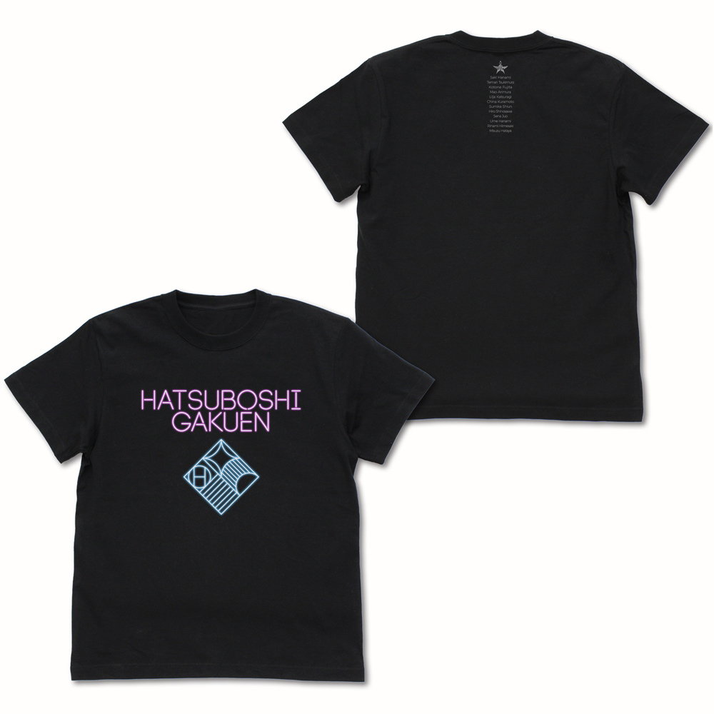 学園アイドルマスター_Sサイズ_初星学園 ネオンサインロゴ Tシャツ/BLACK