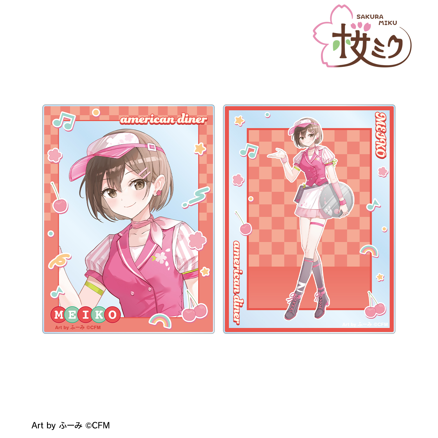 桜ミク_描き下ろし MEIKO アメリカンダイナーver. Art by ふーみ アクリルカード2枚セット