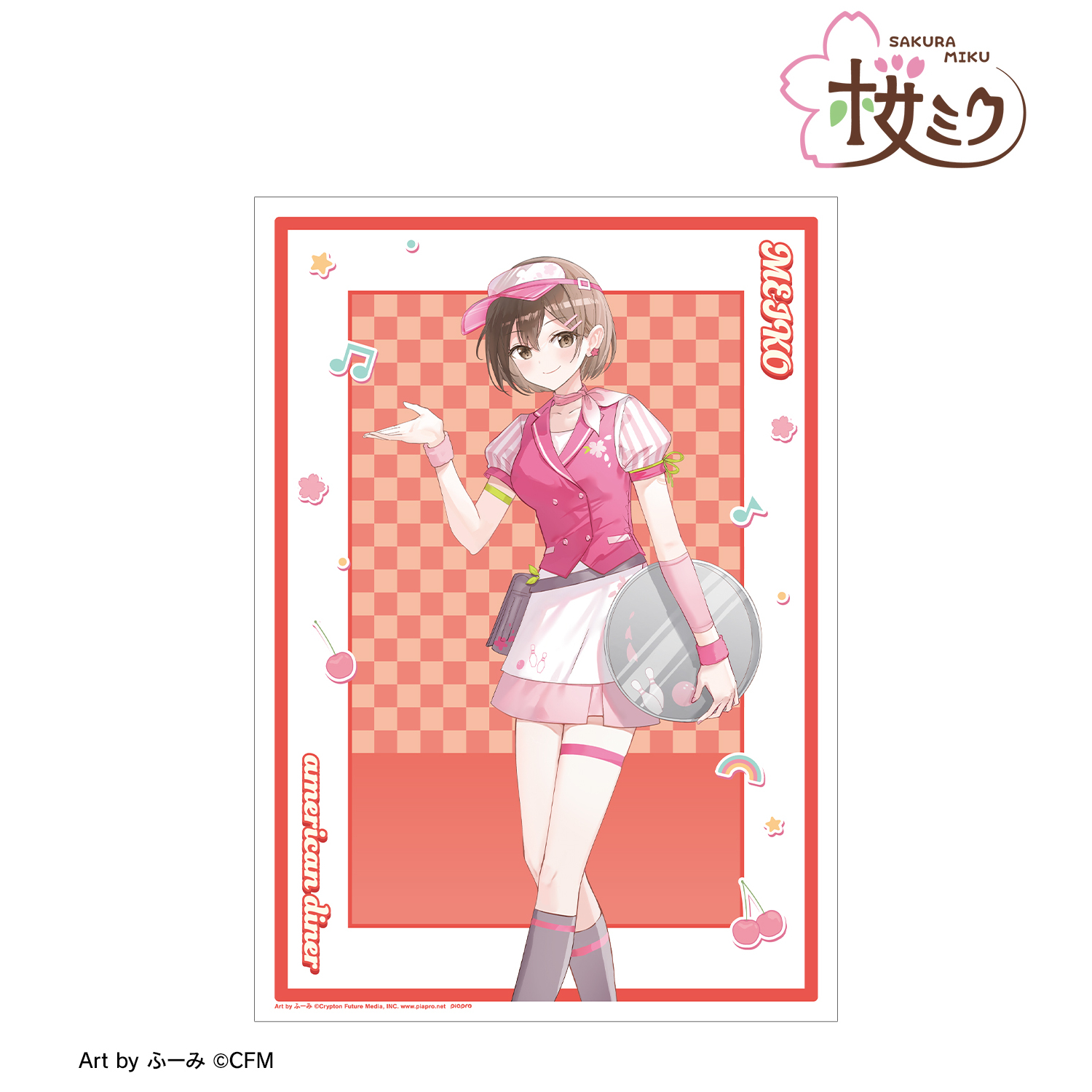 桜ミク_描き下ろし MEIKO アメリカンダイナーver. Art by ふーみ A3マット加工ポスター