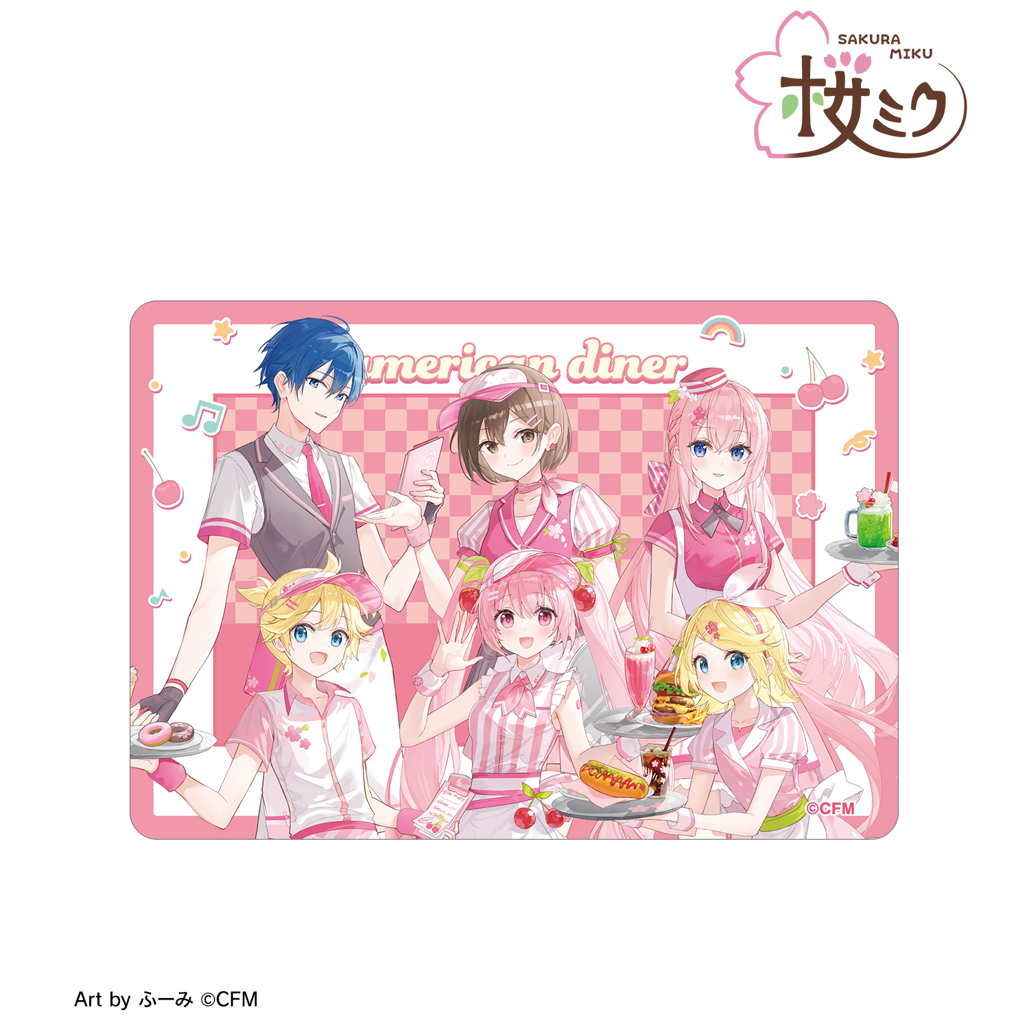 桜ミク_描き下ろし 集合 アメリカンダイナーver. Art by ふーみ B8硬質カードケース