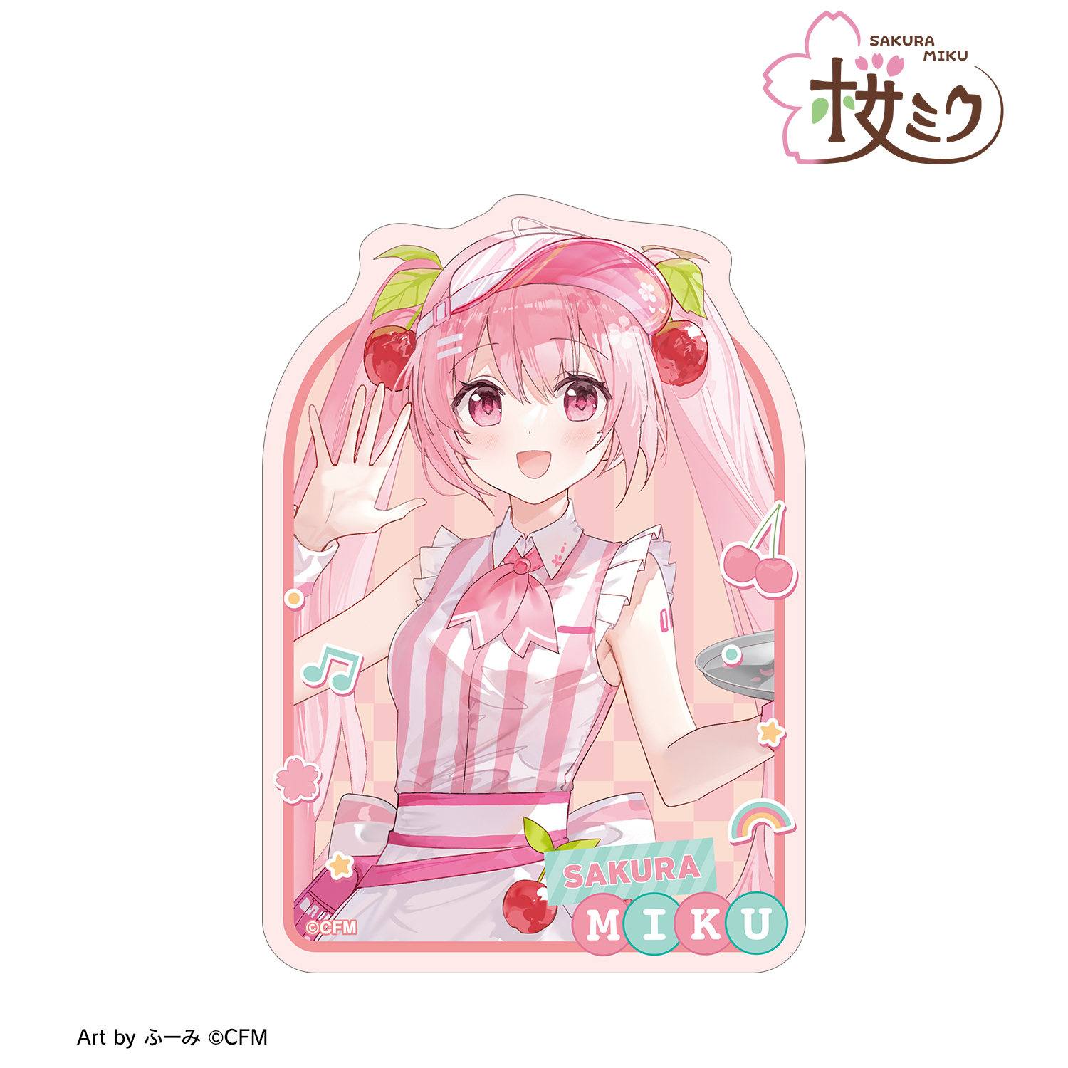 桜ミク_描き下ろし 桜ミク アメリカンダイナーver. Art by ふーみ ダイカットステッカー