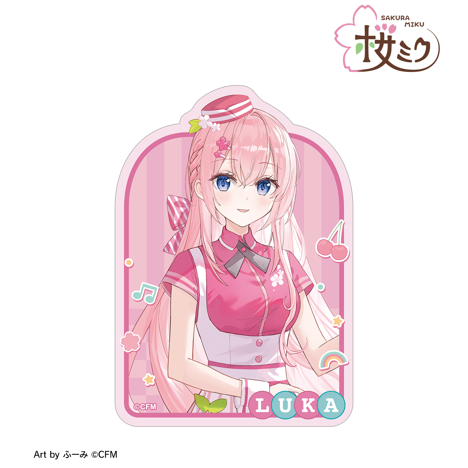 桜ミク_描き下ろし 巡音ルカ アメリカンダイナーver. Art by ふーみ ダイカットステッカー