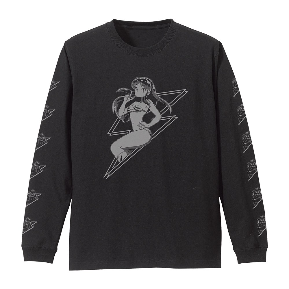うる星やつら_XLサイズ_ラムの電撃 袖リブロングスリーブTシャツ/BLACK