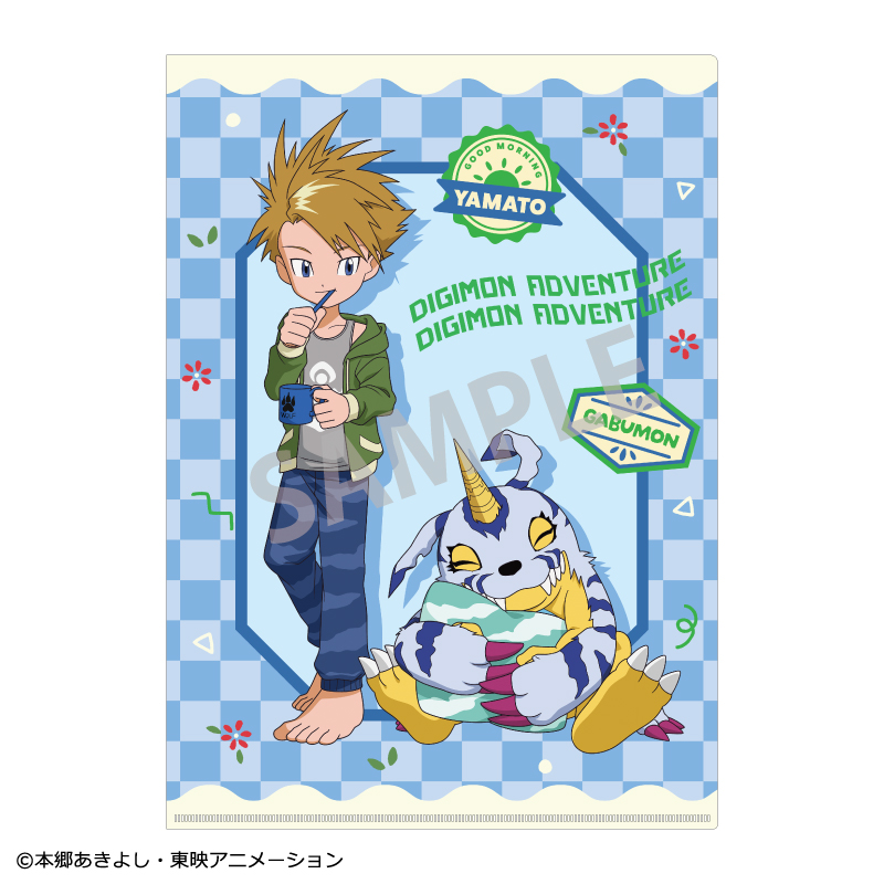 デジモンアドベンチャー_A4シングルクリアファイル 石田ヤマト＆ガブモン 高石タケル＆パタモン/  寝起き