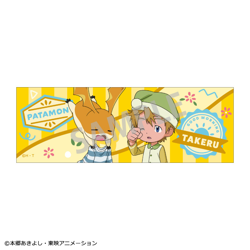 デジモンアドベンチャー_ロングスクエア缶バッジ  高石タケル＆パタモン/ 寝起き