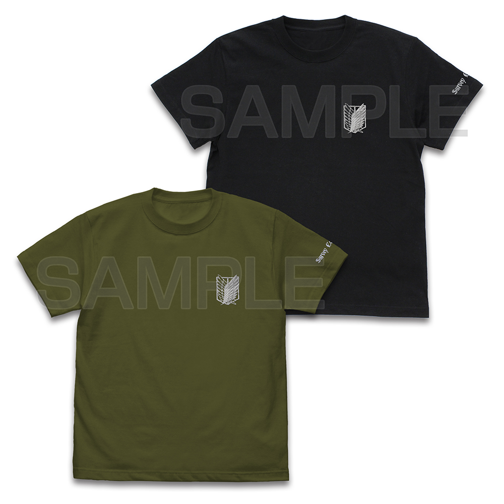 進撃の巨人_Sサイズ_調査兵団 ワンポイント刺繍Tシャツ/MOSS