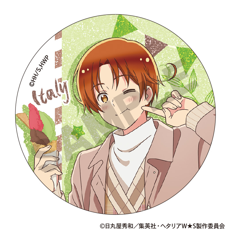 ヘタリア World☆Stars_トレーディンググリッター缶バッジ 食べ歩き