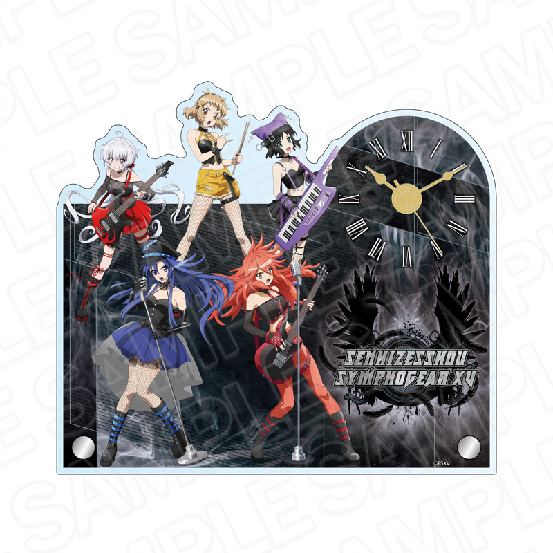 戦姫絶唱シンフォギアXV_アクリルクロック 響&翼&クリス&奏&未来 ヘヴィメタル ver.