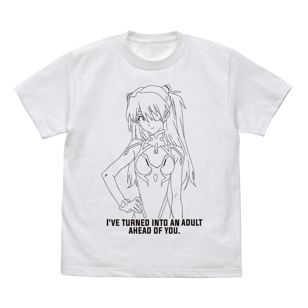EVANGELION_Sサイズ_式波・アスカ・ラングレー ラインアート Tシャツ/WHITE
