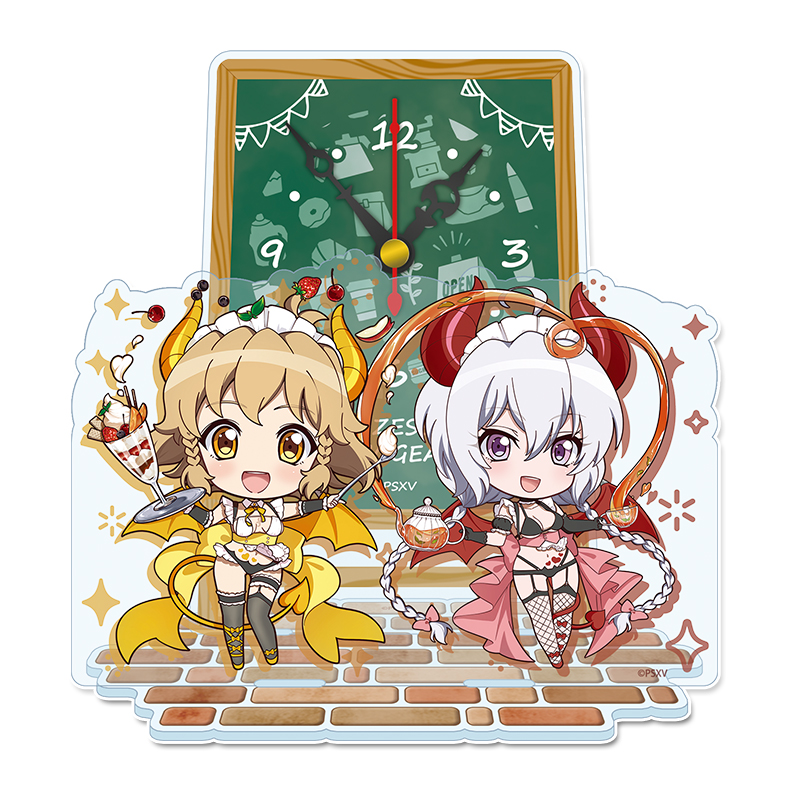 戦姫絶唱シンフォギアXV_ぷちちょこ　ミニアクリル置時計【立花 響&雪音 クリス】小悪魔ウェイトレス