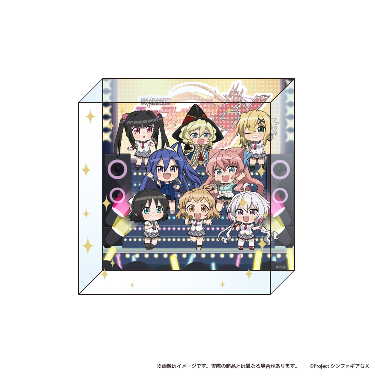 戦姫絶唱シンフォギアＧＸ_アクリルブロック(正方形)01/集合デザイン(ライブver.)