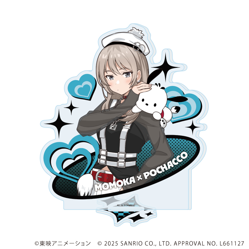 ガールズバンドクライ×サンリオキャラクターズ_アクリルスタンド02/河原木 桃香×ポチャッコ(コラボイラスト)