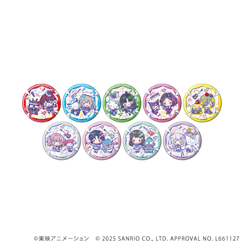 ガールズバンドクライ×サンリオキャラクターズ_(57mm)_ホログラム缶バッジ02/コンプリートセット(全9種) ミニキャラデザイン(コラボイラスト)【コンプリートセット/9個入り】