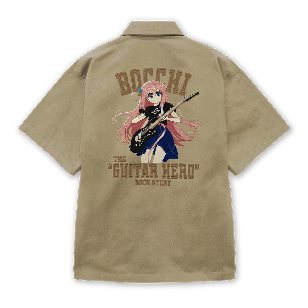 ぼっち・ざ・ろっく!_XLサイズ_刺繍ワークシャツ Playing the guitar Ver. 2025MODEL/SAND KHAKI
