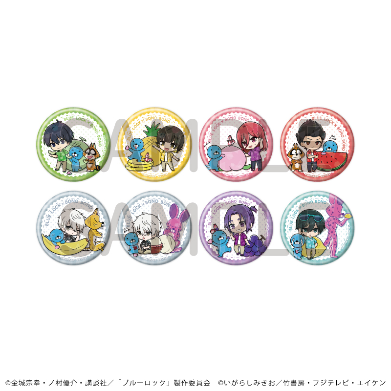 バラ売り◎ ブルーロック ミニキャラ 缶バッジ＆アクリルストラップ　８セット ブルーロック×ぼのぼの_57mm_ホログラム缶バッジ02/コンプリート