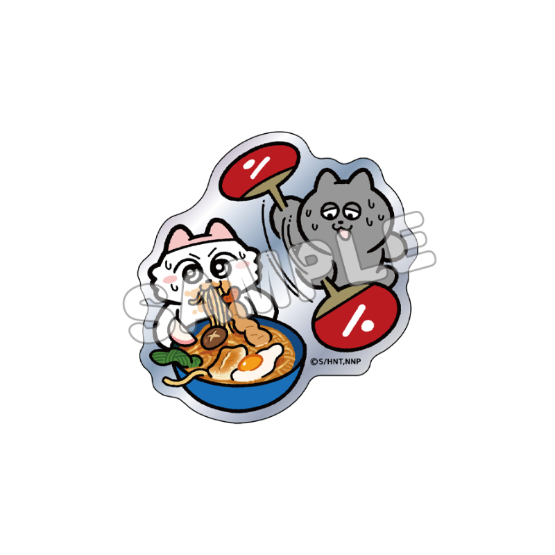 ンめねこ_ホログラムダイカットステッカー／なべ焼き風うどん