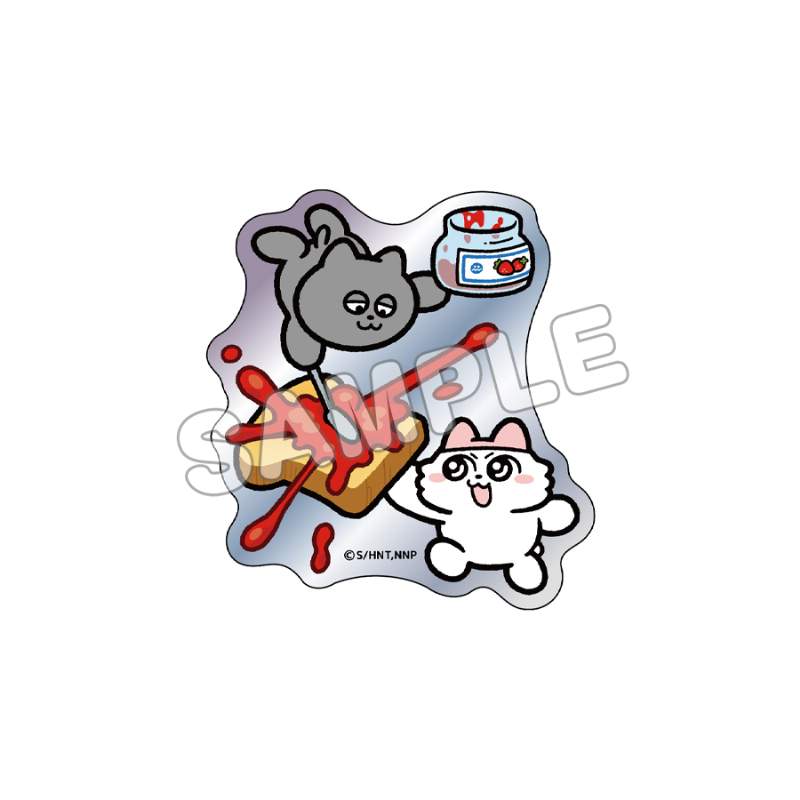 ンめねこ_ホログラムダイカットステッカー／イチゴジャムトースト