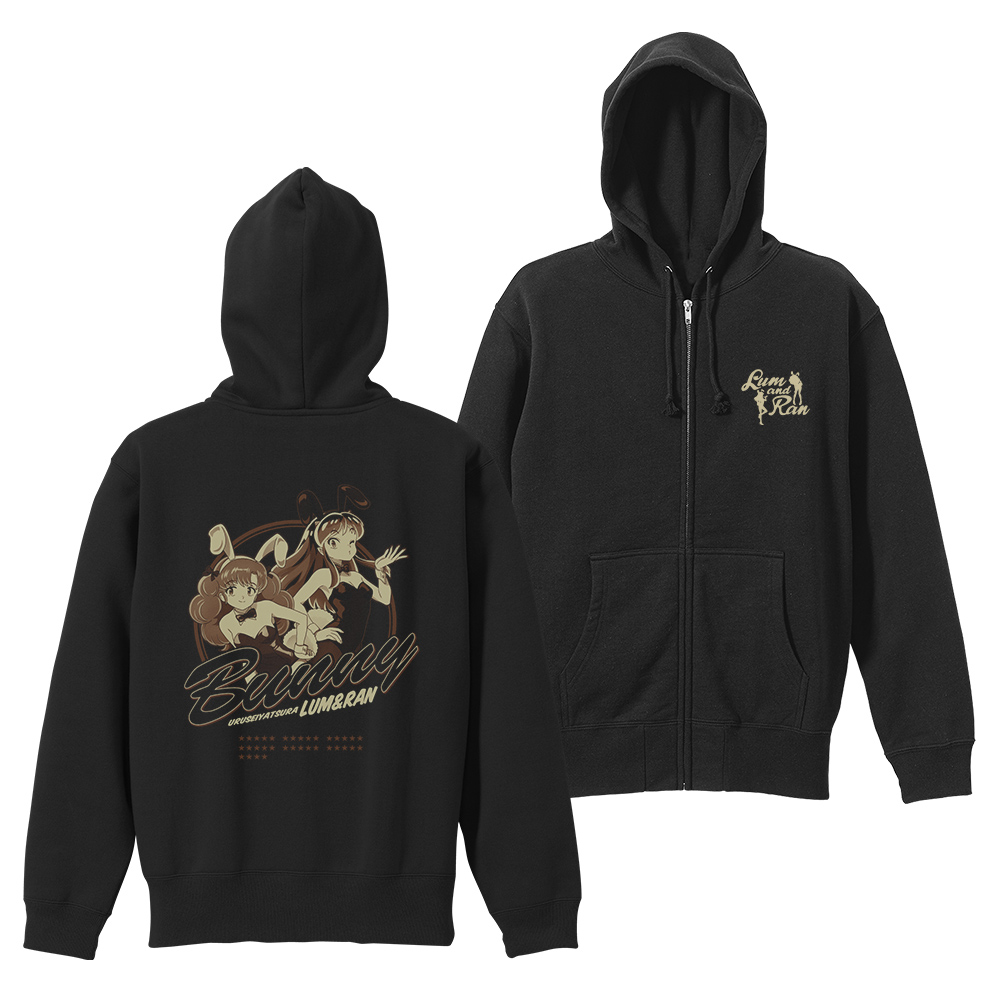 うる星やつら_Lサイズ_バニーガール ラム&ラン ジップパーカー/BLACK