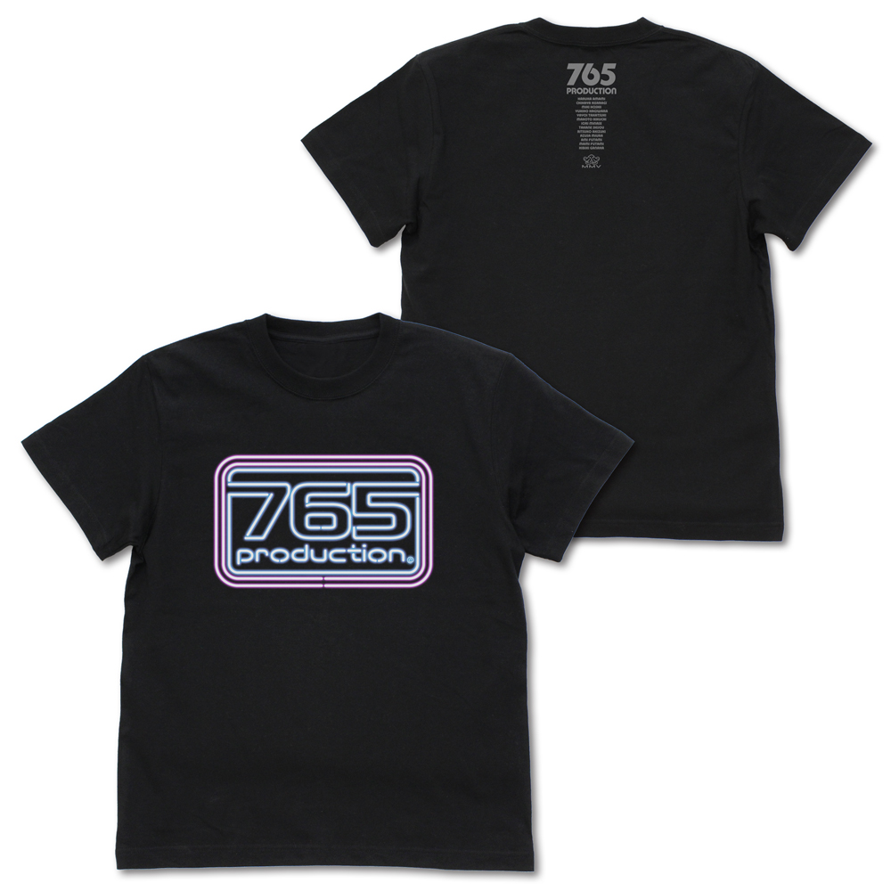 アイドルマスター_Lサイズ_765プロ ロゴ ネオンサイン Tシャツ /BLACK