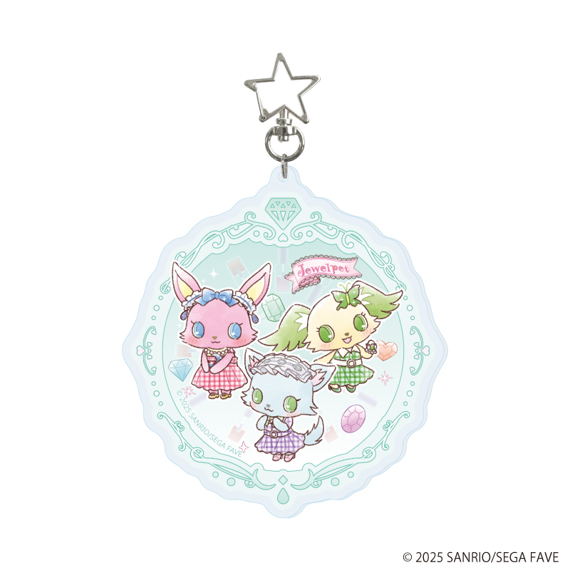 ジュエルペット_星型ナスカン付きデカアクリルキーホルダー04/ミルキィ＆ルナ＆ぺリドット(グラフアートイラスト)