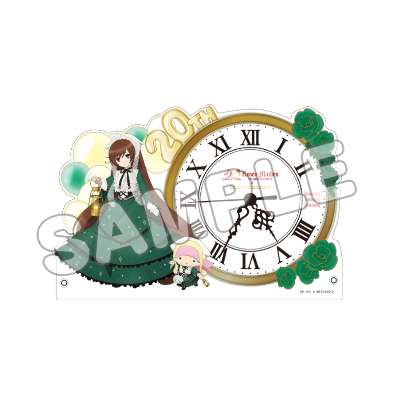 ローゼンメイデン×サンリオキャラクターズ_アクリルクロック 翠星石×リトルツインスターズ（ララ）