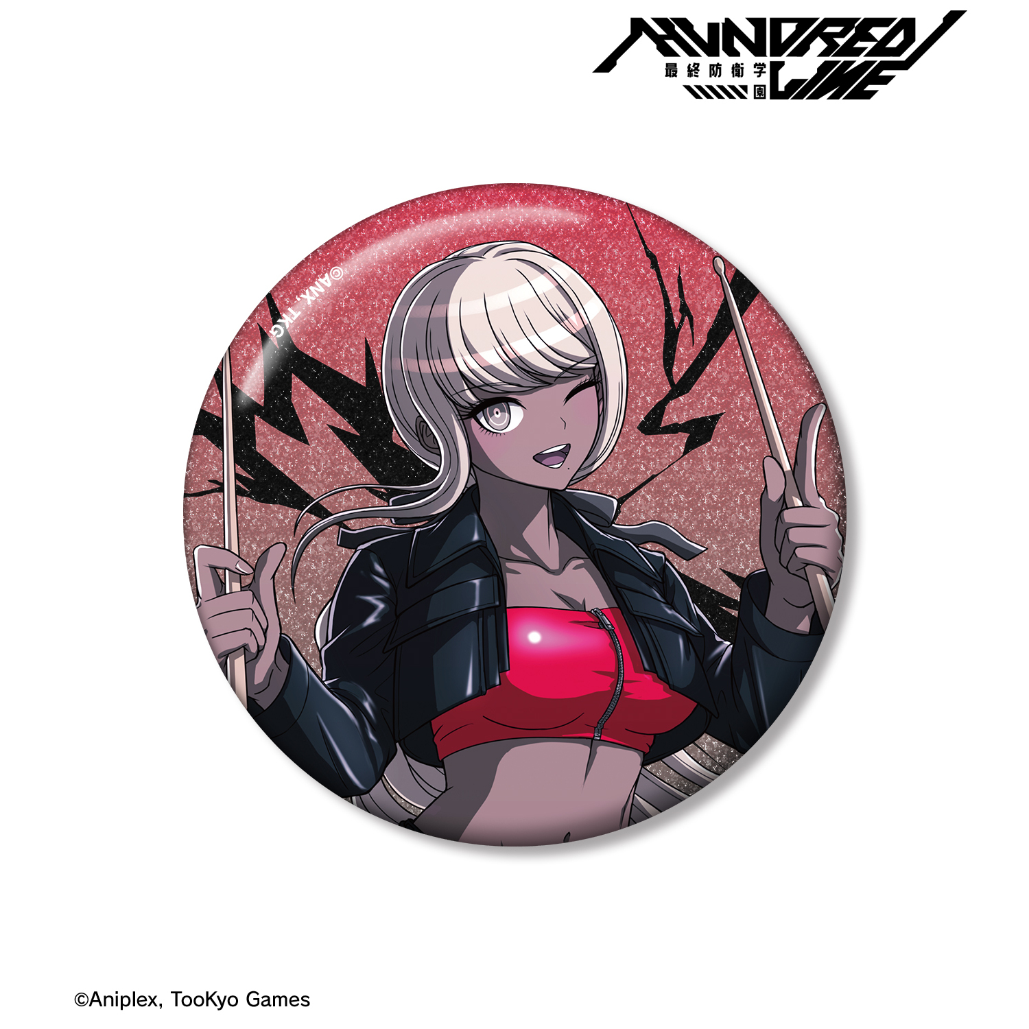 HUNDRED LINE -最終防衛学園-_描き下ろし 川奈つばさ ロックバンドver. 75mmグリッター缶バッジ