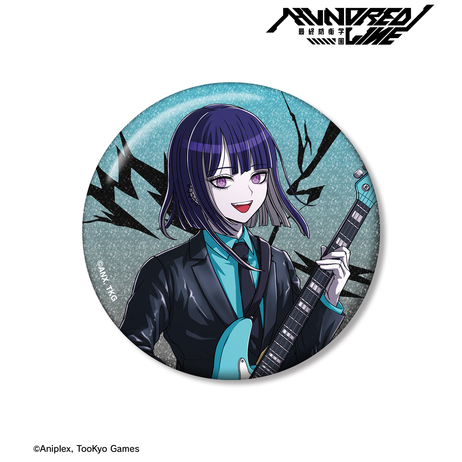 HUNDRED LINE -最終防衛学園-_描き下ろし 九十九今馬 ロックバンドver. 75mmグリッター缶バッジ