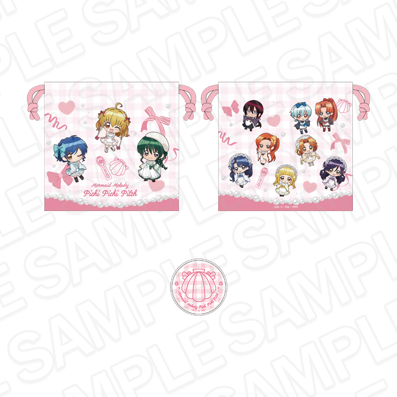 マーメイドメロディー ぴちぴちピッチ_巾着&缶ミラーセット 和装メイド デフォルメ ver.